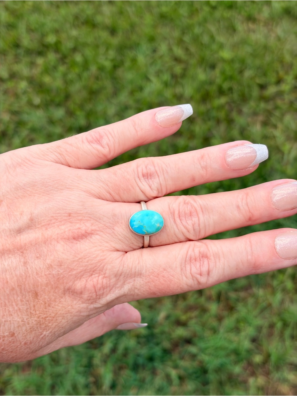 925 Sterling Silver Turquoise Oval Ring